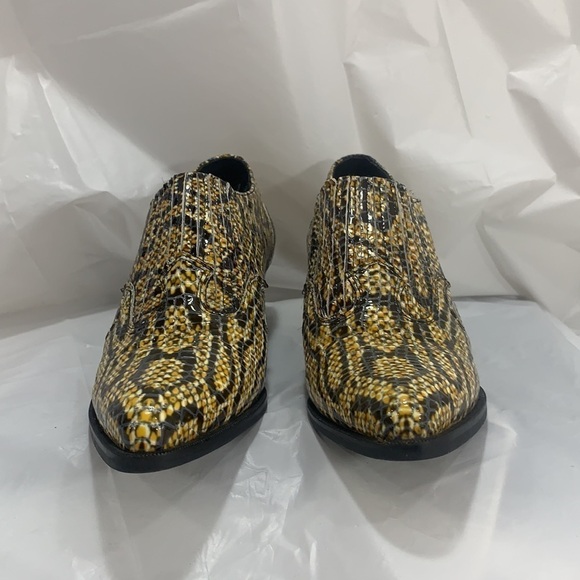 WOMEN’S Dingo Yellow Black Snakeskin Leather Healed Bootie Size 7.5M - Picture 2 of 12